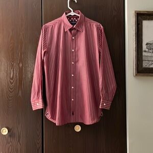Austin Reed men’s red with ti y white/ black long sleeved dress shirt. Size Med